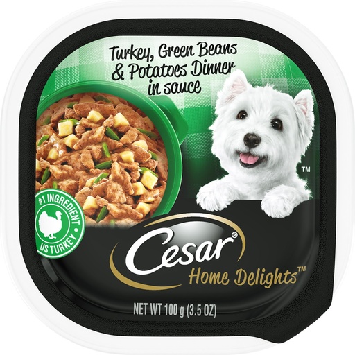 Cesar Home Delights Turkey, Green Beans &amp; Potatoes Dinner in Sauce Case of 24 Wet Dog Food Trays 100g