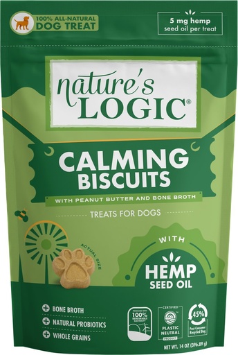 Nature's Logic Calming Biscuits With Peanut Butter &amp; Bone Broth Dog Treats 396g