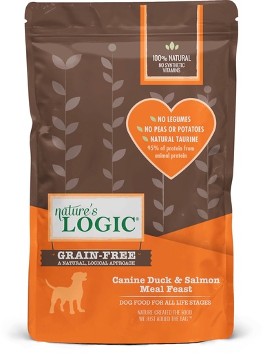 Nature's Logic Canine Duck &amp; Salmon Meal Feast Grain-Free Dry Dog Food 11.33kg