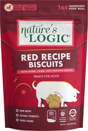 Nature's Logic Red Recipe Biscuits With Pork, Lamb &amp; Venison Meals Dog Treats 396g