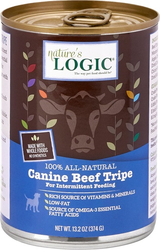 Nature's Logic Canine Beef Tripe Grain-Free Case of 12 Wet Canned Dog Food 374g