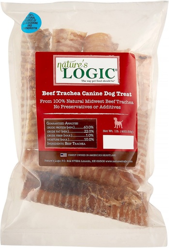 Nature's Logic Beef Trachea Dog Treats 453g