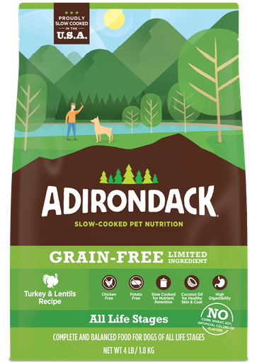 ADIRONDACK LIMITED INGREDIENT ALL LIFE STAGE TURKEY &amp; LENTILS RECIPE GRAIN-FREE DRY DOG FOOD 11.3KG