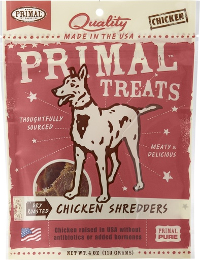 PRIMAL Chicken Shredders Dry Roasted Dog Treats 113g