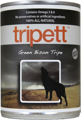 PETKIND Tripett New Zealand Green Bison Tripe Grain-Free Case of 12 Canned Dog Food 362G