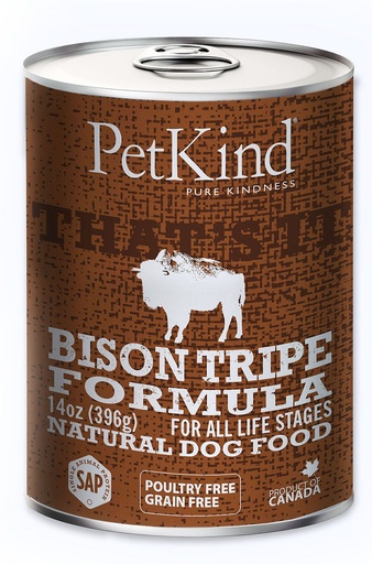 PETKIND That's It! Bison Tripe Grain-Free Case of 12 Canned Dog Food,369g