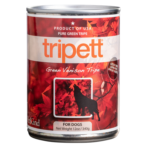 PETKIND Tripett Original Formula Green Venison Tripe Grain-Free Case of 12 Wet Canned Dog Food 340G