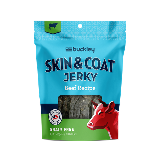 BUCKLEY Skin &amp; Coat Jerky Beef Liver Recipe Grain-Free Dog Treats 141.7g