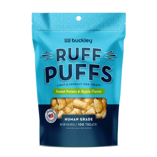 BUCKLEY Ruff Puffs Sweet Potato &amp; Apple Flavor Human Grade Dog Treats 113g