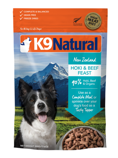 K9 NATURAL Hoki &amp; Beef Feast Grain-Free Freeze Dried Dog Food 500g