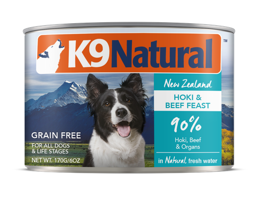 K9 NATURAL Hoki &amp; Beef Grain Free Wet Canned Dog Food 170g