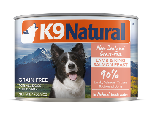 K9 NATURAL Lamb and King Salmon Grain Free Case of 24 Wet Canned Dog Food 170g