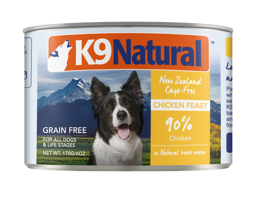 K9 NATURAL Cage-Free Chicken Feast Grain-Free Case of 24 Canned Dog Food 170g