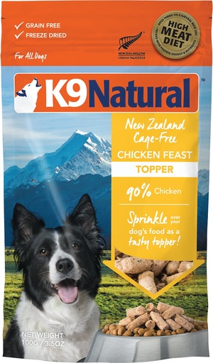 K9 NATURAL Chicken Feast Raw Grain-Free Freeze-Dried Dog Food Topper 100g
