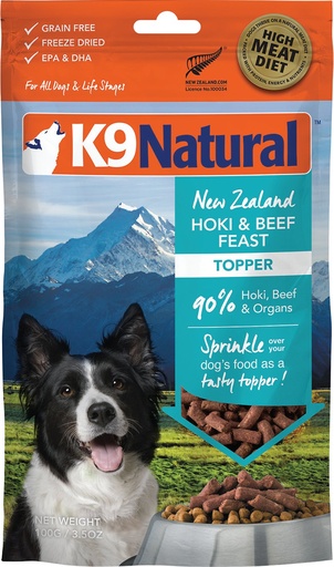 K9 NATURAL Hoki &amp; Beef Feast Raw Grain-Free Freeze-Dried Dog Food Topper 100g