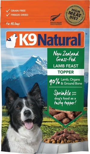 K9 NATURAL Lamb Feast Raw Grain-Free Freeze-Dried Dog Food Topper 142g