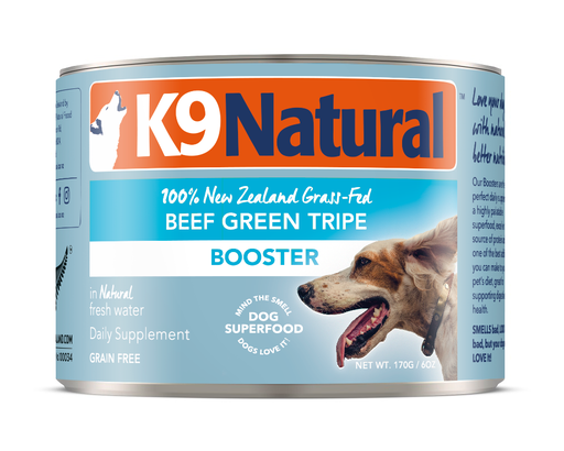 K9 NATURAL Booster Beef Green Tripe Grain-Free Case of 24 Wet Canned Dog Food Supplement 170g