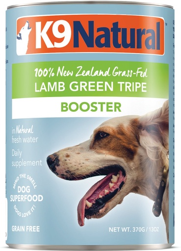 K9 NATURAL Booster Lamb Green Tripe Grain-Free Case of 12 Wet Canned Dog Food Supplement 370g