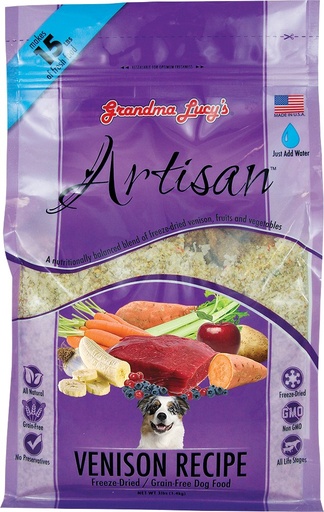 GRANDMA LUCY'S Artisan Venison Recipe Grain-Free Freeze-Dried Dog Food 1,36kg