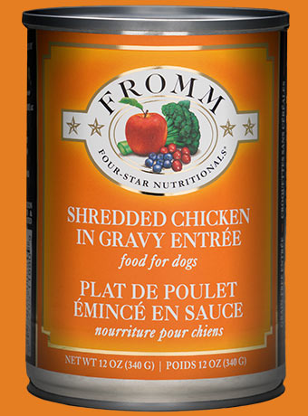 FROMM Four Star Shredded Grain Free Chicken in Gravy Entree Case of 12 Wet Canned Dog Food 340g