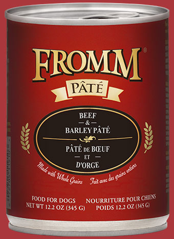 FROMM Gold Beef &amp; Barley Pate Case of 12 Wet Canned Dog Food 345g