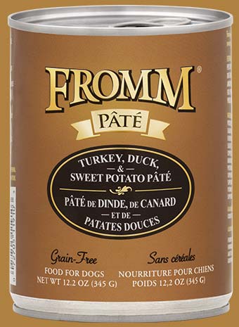 FROMM Grain Free Turkey, Duck, &amp; Sweet Potato Pate Case of 12 Canned Dog Food 345g