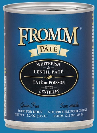 FROMM Grain Free Whitefish &amp; Lentil Pate Case of 12 Wet Canned Dog Food 345g