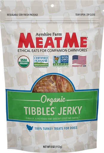 MEATME Organic Tibbles Turkey Jerky Dog Treats 113g