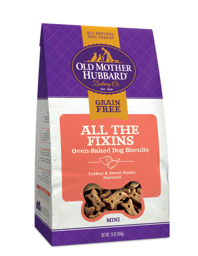 OLD MOTHER HUBBARD Mini All The Fixins Grain-Free Biscuits Baked Dog Treats, 454g