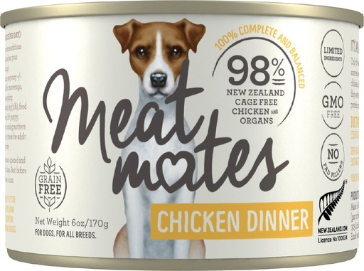 MEAT MATES CHICKEN DINNER CASE OF 24 WET CANNED DOG FOOD 170G