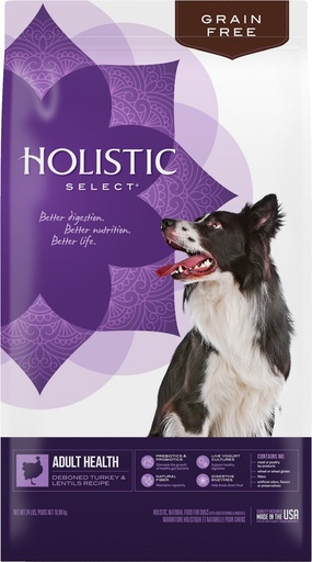 HOLISTIC SELECT Adult Health Grain-Free Deboned Turkey &amp; Lentils Recipe Dry Dog Food 10.88kg