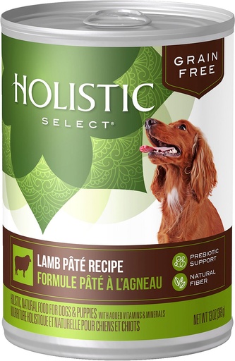 HOLISTIC SELECT Lamb Pate Recipe Grain-Free Case of 12 Wet Canned Dog Food, 369g