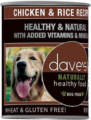 DAVE'S PET FOOD Naturally Healthy Chicken &amp; Rice Recipe Case of 12 Wet Canned Dog Food 374g