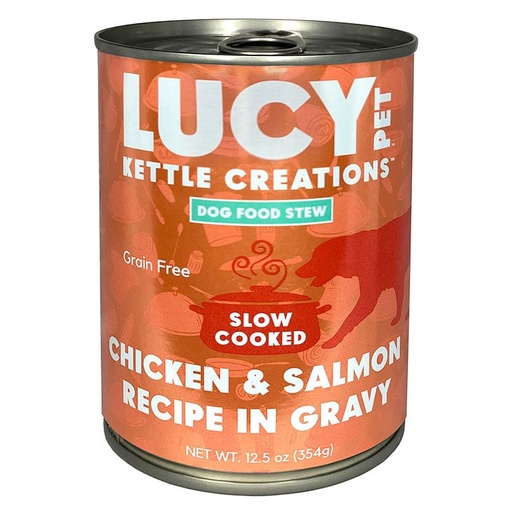 LUCY PET Kettle Creations Chicken and Salmon Recipe in Gravy Case of 12 Wet Dog Food 354g