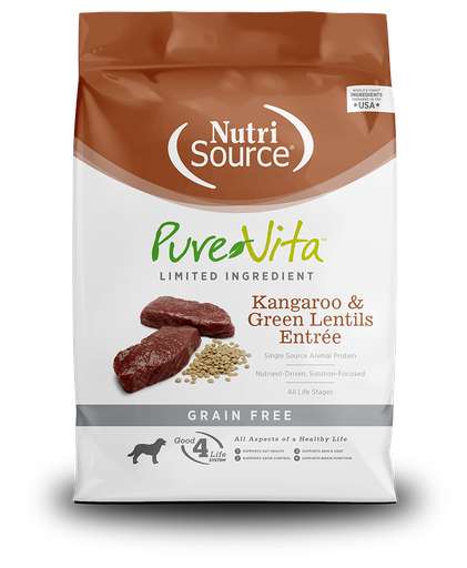 NUTRI SOURCE PureVita Kangaroo &amp; Green Lentils Entrée Grain Free Limited Ingredient Dry Dog Food 11.33kg