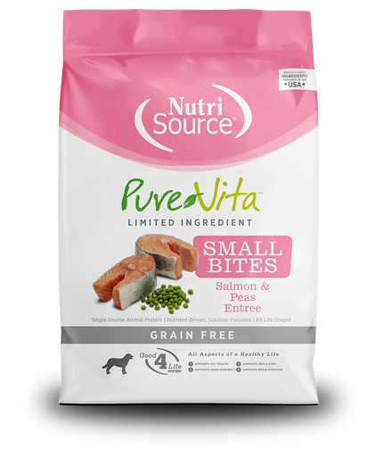 NUTRI SOURCE PureVita Small Bites Salmon &amp; Peas Entrée Grain Free Limited Ingredient Dry Dog Food 6.8kg