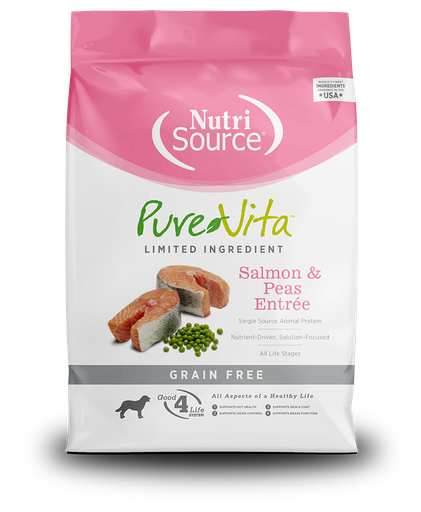 NUTRI SOURCE PureVita Salmon &amp; Peas Entrée Grain Free Limited Ingredient Dry Dog Food 11.33kg