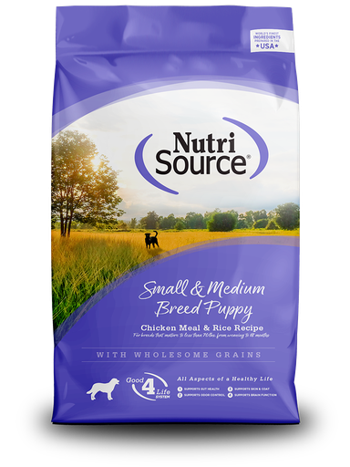 NUTRI SOURCE Small &amp; Medium Breed Puppy Wholesome Grains Dry Dog Food 13.6kg