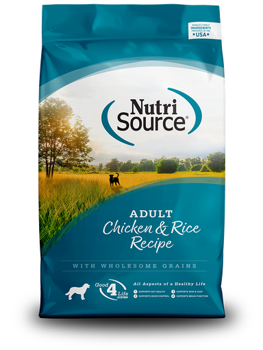 NUTRI SOURCE Adult Chicken &amp; Rice Recipe Wholesome Grains Dry Dog Food 13.6kg