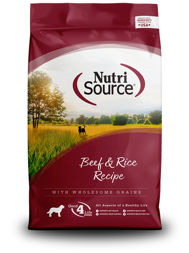 NUTRI SOURCE Beef &amp; Rice Recipe Wholesome Grains Dry Dog Food 13.6kg