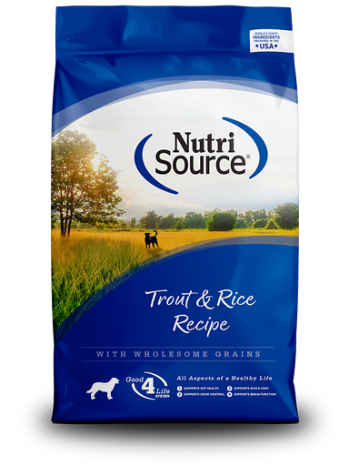 NUTRI SOURCE Trout &amp; Rice Recipe With Wholesome Grains Dry Dog Food 13.6kg