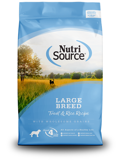 NUTRI SOURCE Large Breed Trout &amp; Rice Recipe With Wholesome Grains Dry Dog Food 13.6kg