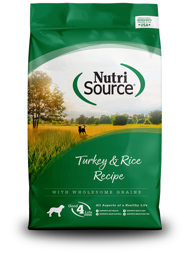 NUTRI SOURCE Turkey &amp; Rice Recipe Wholesome Grains Dry Dog Food 13.6kg