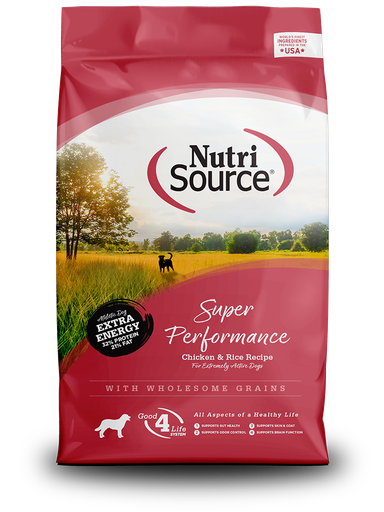 NUTRI SOURCE Super Performance Recipe Wholesome Grains For Active Dogs Dry Dog Food 18.1kg