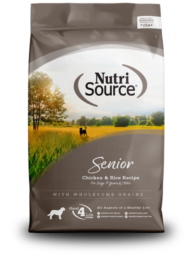 NUTRI SOURCE Senior Chicken &amp; Rice Recipe Wholesome Grains Dry Dog Food 13.6kg