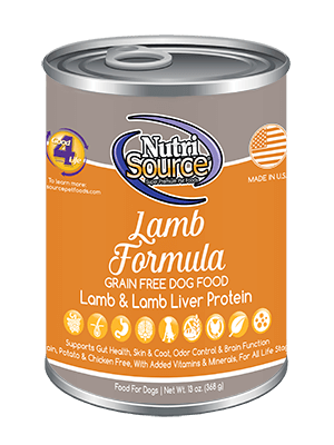 NUTRI SOURCE Lamb Formula Healthy Grain-Free Case of 12 Wet Dog Food 368g