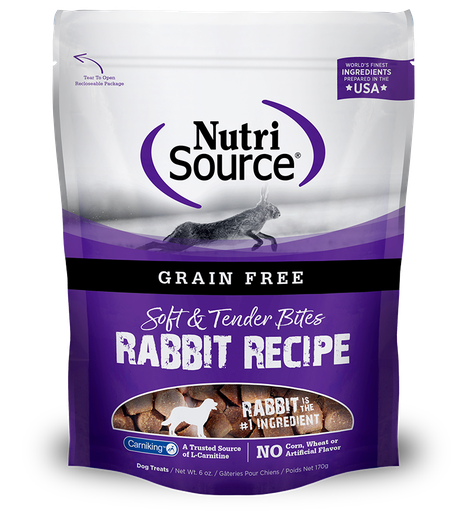 NUTRI SOURCE Soft &amp; Tender Bites Rabbit Recipe Grain-Free Healthy Dog Treats 170g