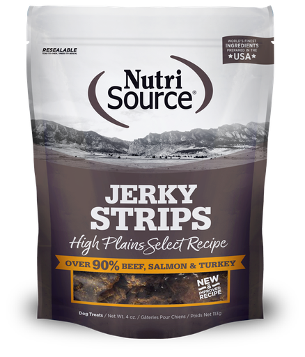 NUTRI SOURCE Jerky Strips High Plains Select Recipe Healthy Dog Treats 113g