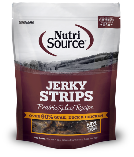 NUTRI SOURCE Jerky Strips Prairie Select Recipe Healthy Dog Treats 113g