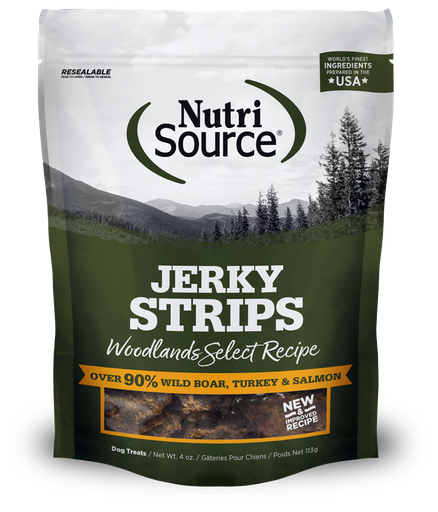 NUTRI SOURCE Jerky Strips Woodlands Select Recipe Healthy Dog Treats 113g